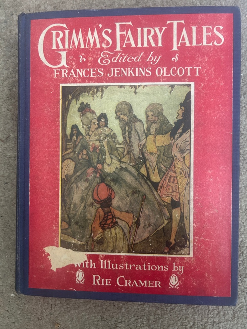 Grimm's Fairy Tales Hardcover with Red Cover and Blue Spine